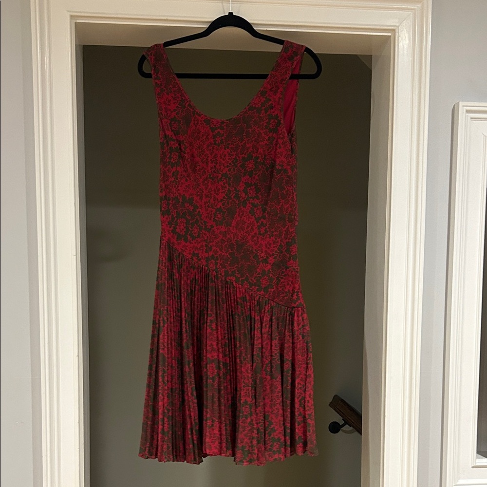 Jason Wu Red and Black Floral Midi Dress
